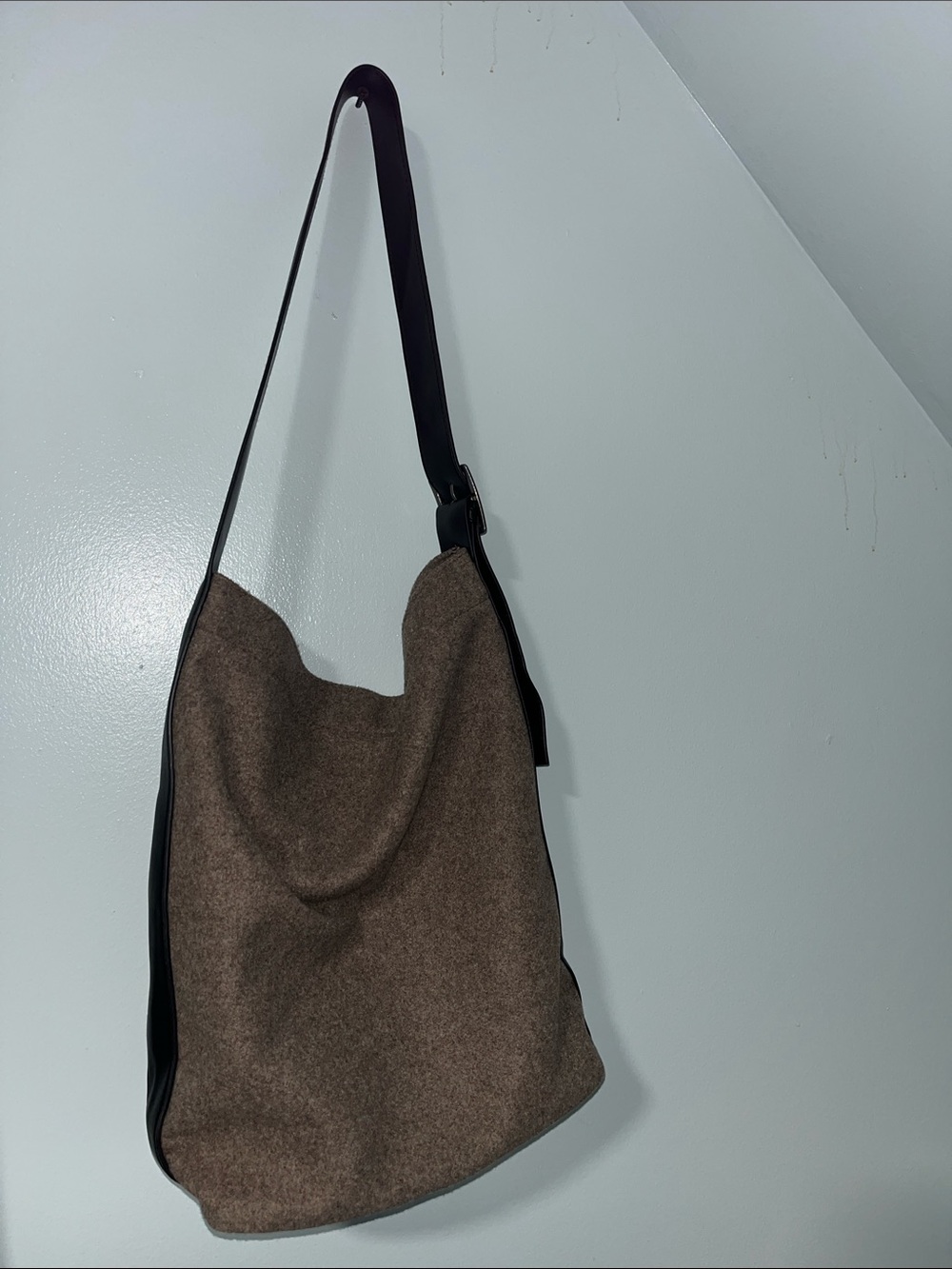Reitmans Brown Wool-Blend Shoulder Hobo with Black Strap